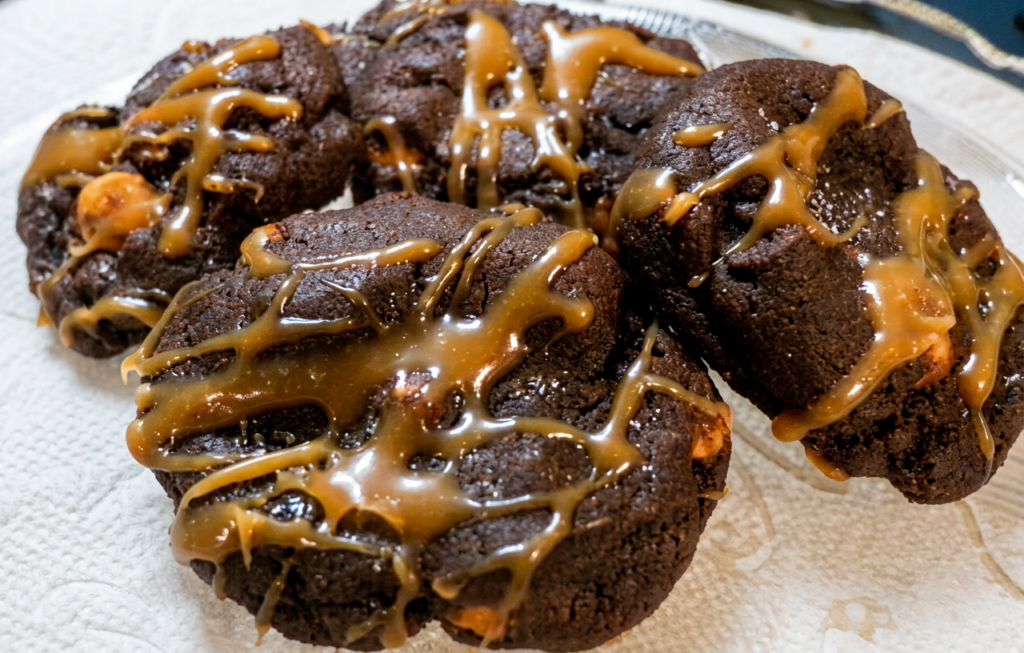 Delicious Salted Caramel chocolate chip with caramel sauce